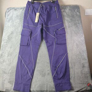 Taker Mens M Cargo Jogger Pants Purple Streetwear Utility Pockets Athleisure